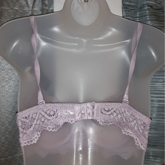 Youmita 34C Purple Ash Floral Lace Overlay Maximum Push-Up Bra NWT - Picture 3 of 11